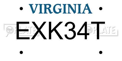 EXK34T Virginia License Plate