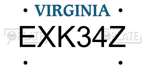 EXK34Z Virginia License Plate