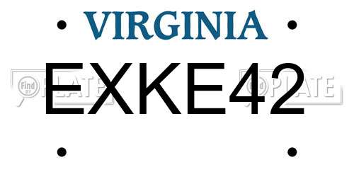 EXKE42 Virginia License Plate