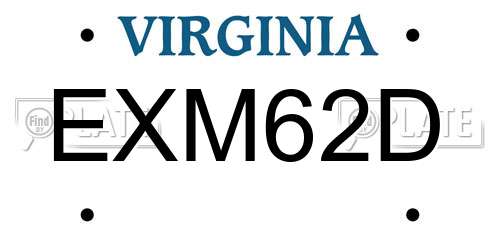 EXM62D Virginia License Plate