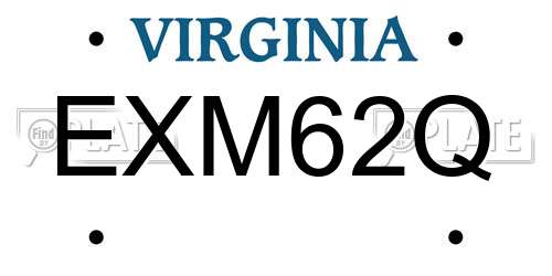 EXM62Q Virginia License Plate