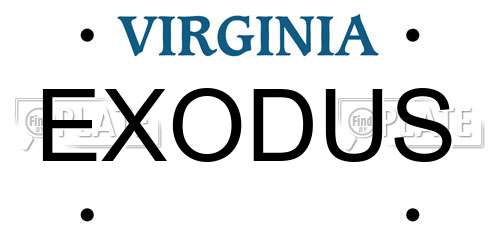 EXODUS Virginia License Plate