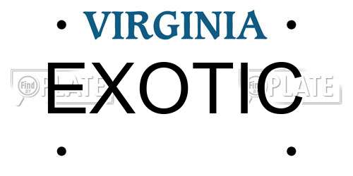 EXOTIC Virginia License Plate