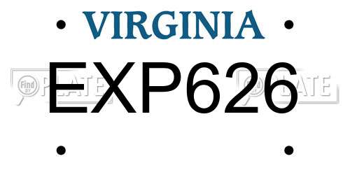 EXP626 Virginia License Plate