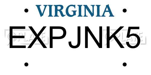 EXPJNK5 Virginia License Plate
