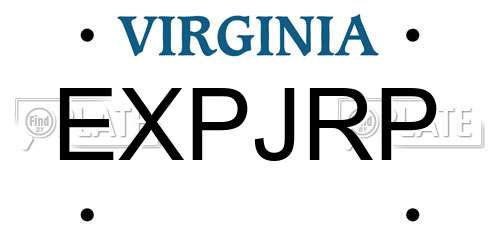 EXPJRP Virginia License Plate