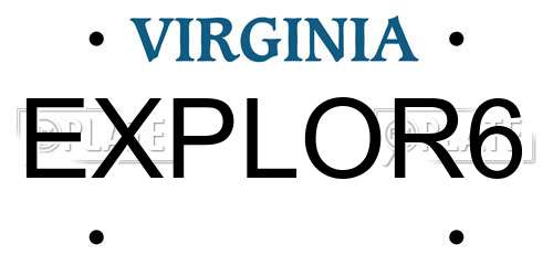 EXPLOR6 Virginia License Plate