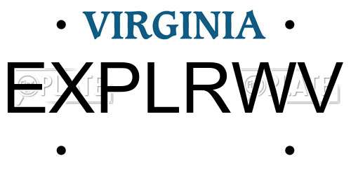 EXPLRWV Virginia License Plate
