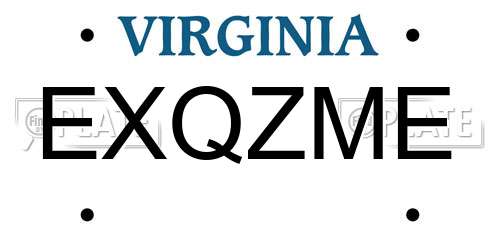 EXQZME Virginia License Plate