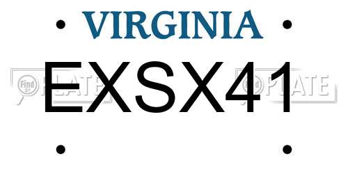 EXSX41 Virginia License Plate