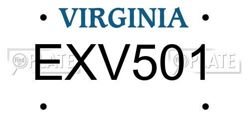 EXV501 Virginia License Plate