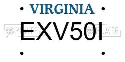 EXV50I Virginia License Plate