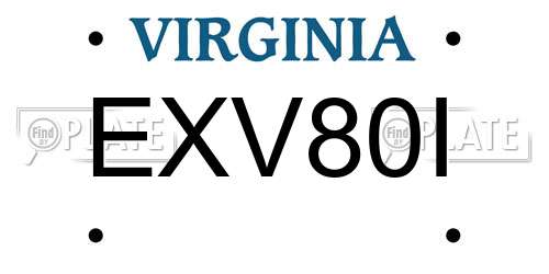 EXV80I Virginia License Plate