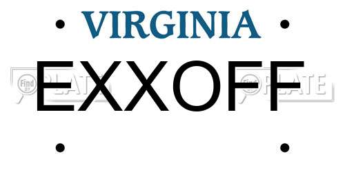 EXXOFF Virginia License Plate