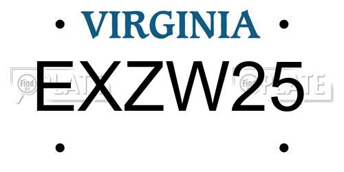 EXZW25 Virginia License Plate