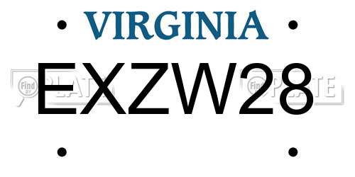 EXZW28 Virginia License Plate