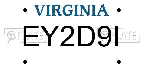 EY2D9I Virginia License Plate