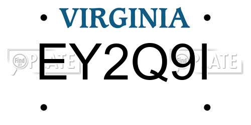 EY2Q9I Virginia License Plate