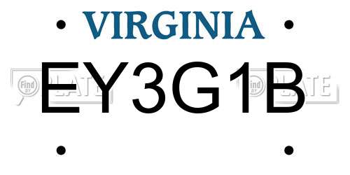 EY3G1B Virginia License Plate
