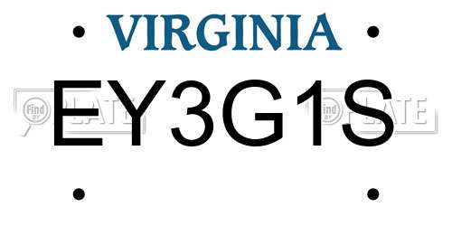 EY3G1S Virginia License Plate