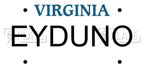 EYDUNO Virginia License Plate