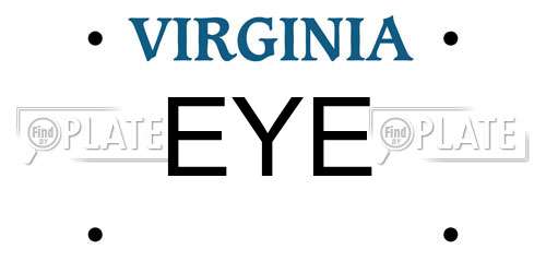EYE Virginia License Plate