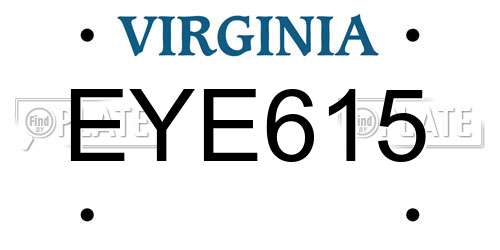 EYE615 Virginia License Plate