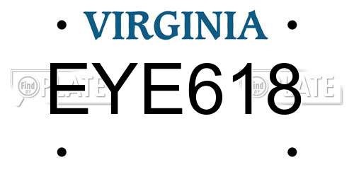 EYE618 Virginia License Plate