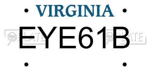 EYE61B Virginia License Plate
