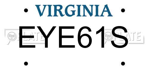 EYE61S Virginia License Plate