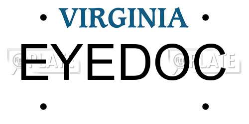 EYEDOC Virginia License Plate