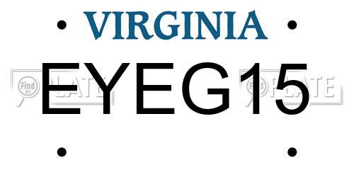 EYEG15 Virginia License Plate
