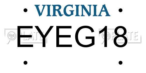 EYEG18 Virginia License Plate