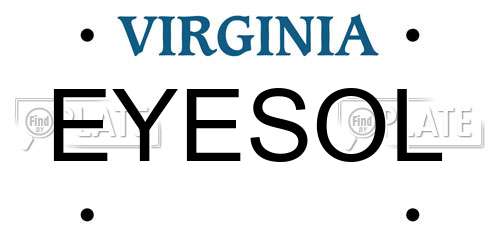 EYESOL Virginia License Plate