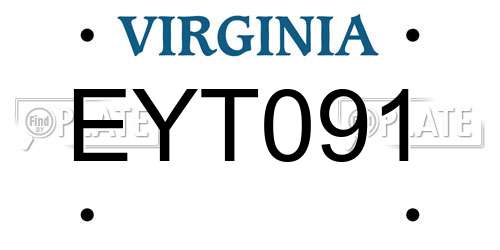 EYT091 Virginia License Plate