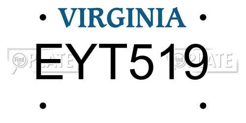 EYT519 Virginia License Plate