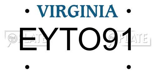 EYTO91 Virginia License Plate