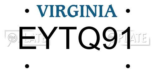 EYTQ91 Virginia License Plate