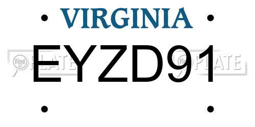 EYZD91 Virginia License Plate
