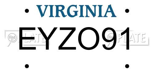 EYZO91 Virginia License Plate