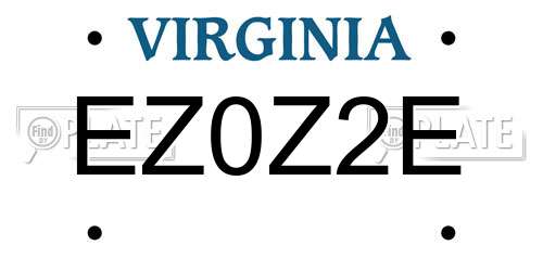 EZ0Z2E Virginia License Plate