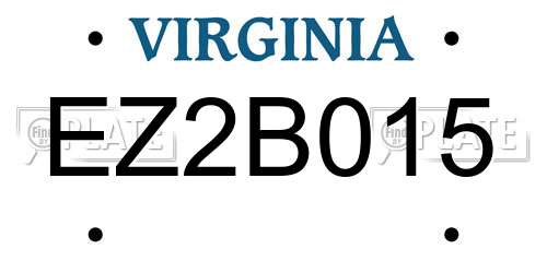 EZ2B015 Virginia License Plate