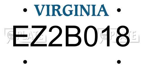 EZ2B018 Virginia License Plate