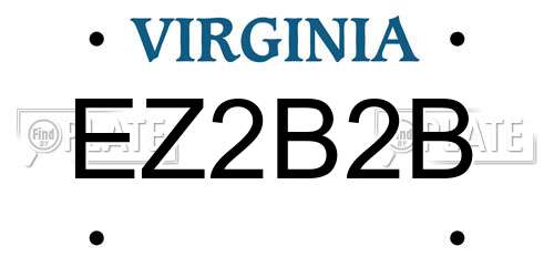 EZ2B2B Virginia License Plate