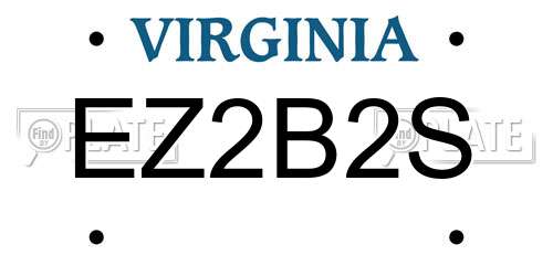 EZ2B2S Virginia License Plate