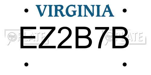 EZ2B7B Virginia License Plate