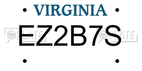 EZ2B7S Virginia License Plate