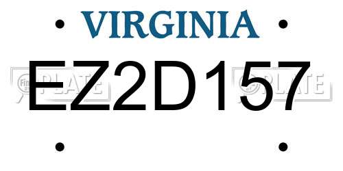 EZ2D157 Virginia License Plate