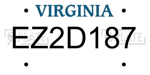EZ2D187 Virginia License Plate