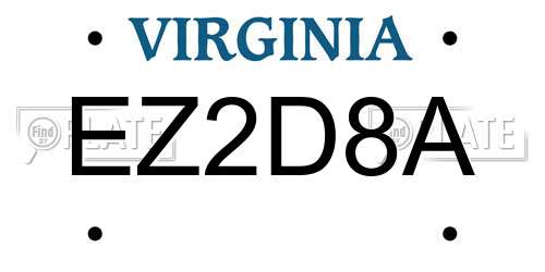 EZ2D8A Virginia License Plate